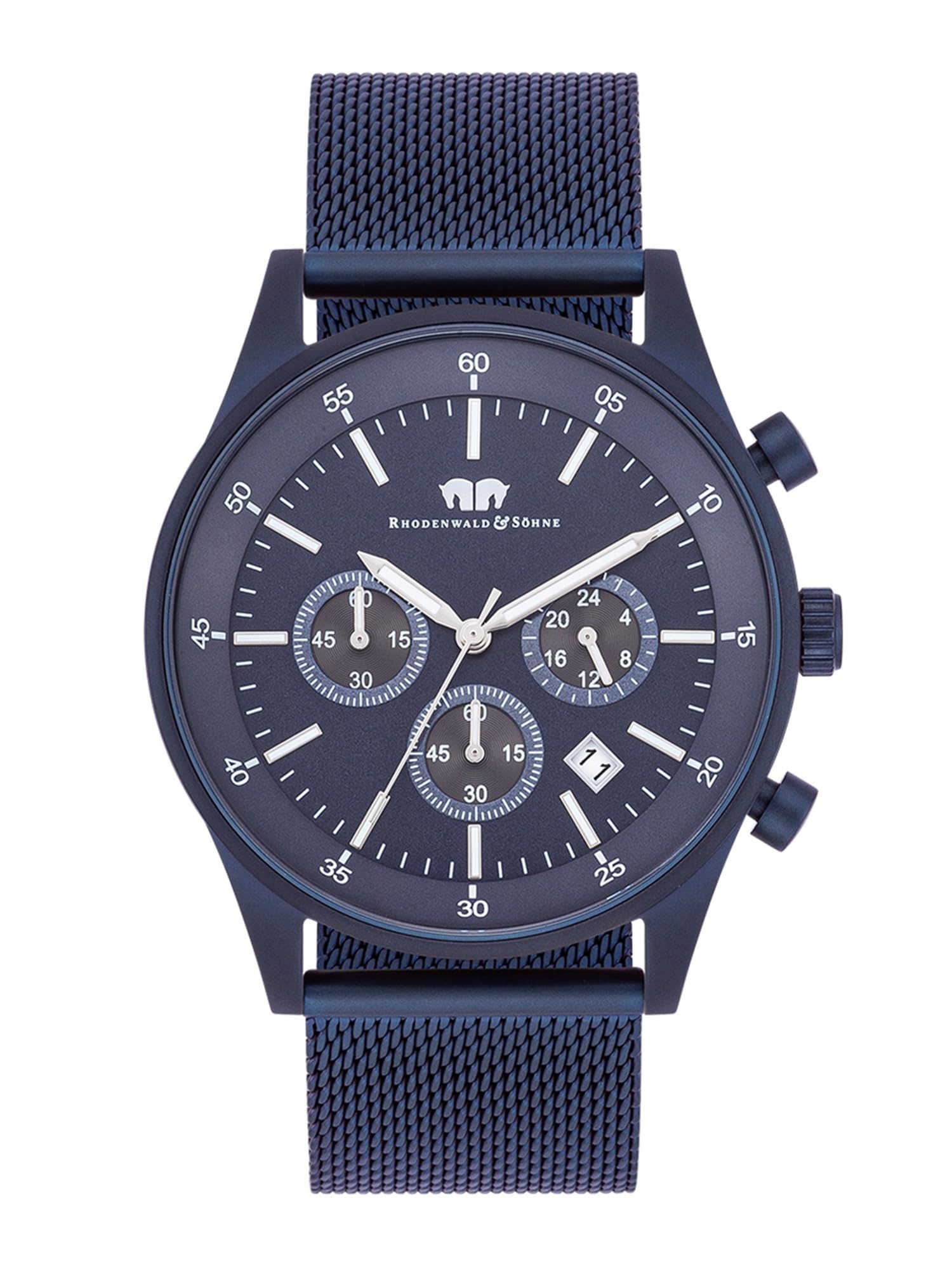 Rhodenwald & Söhne Herren Uhr Edelstahl blau Quarzwerk 5 ATM
