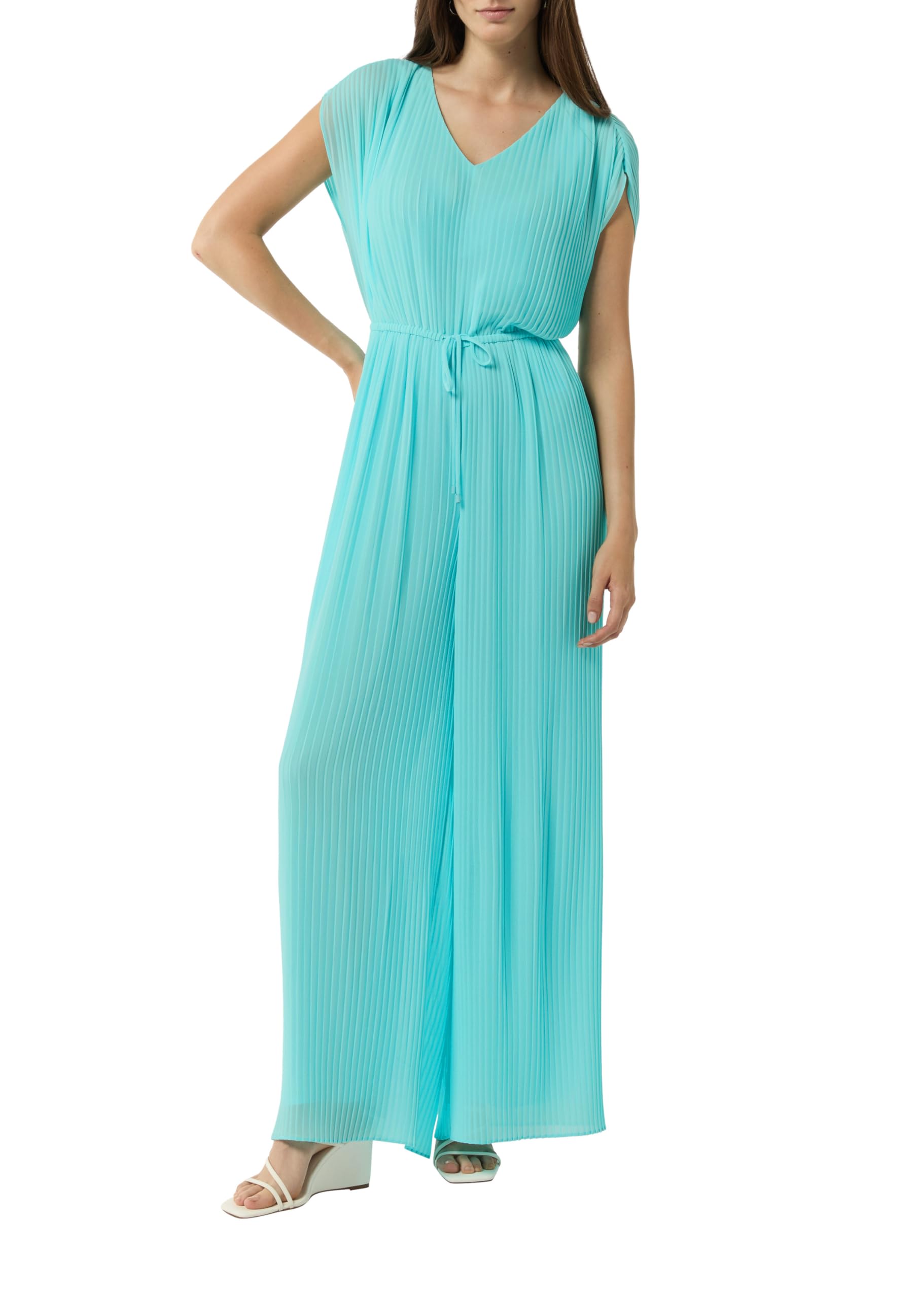 Comma Plissee-Jumpsuit mit V-Ausschnitt