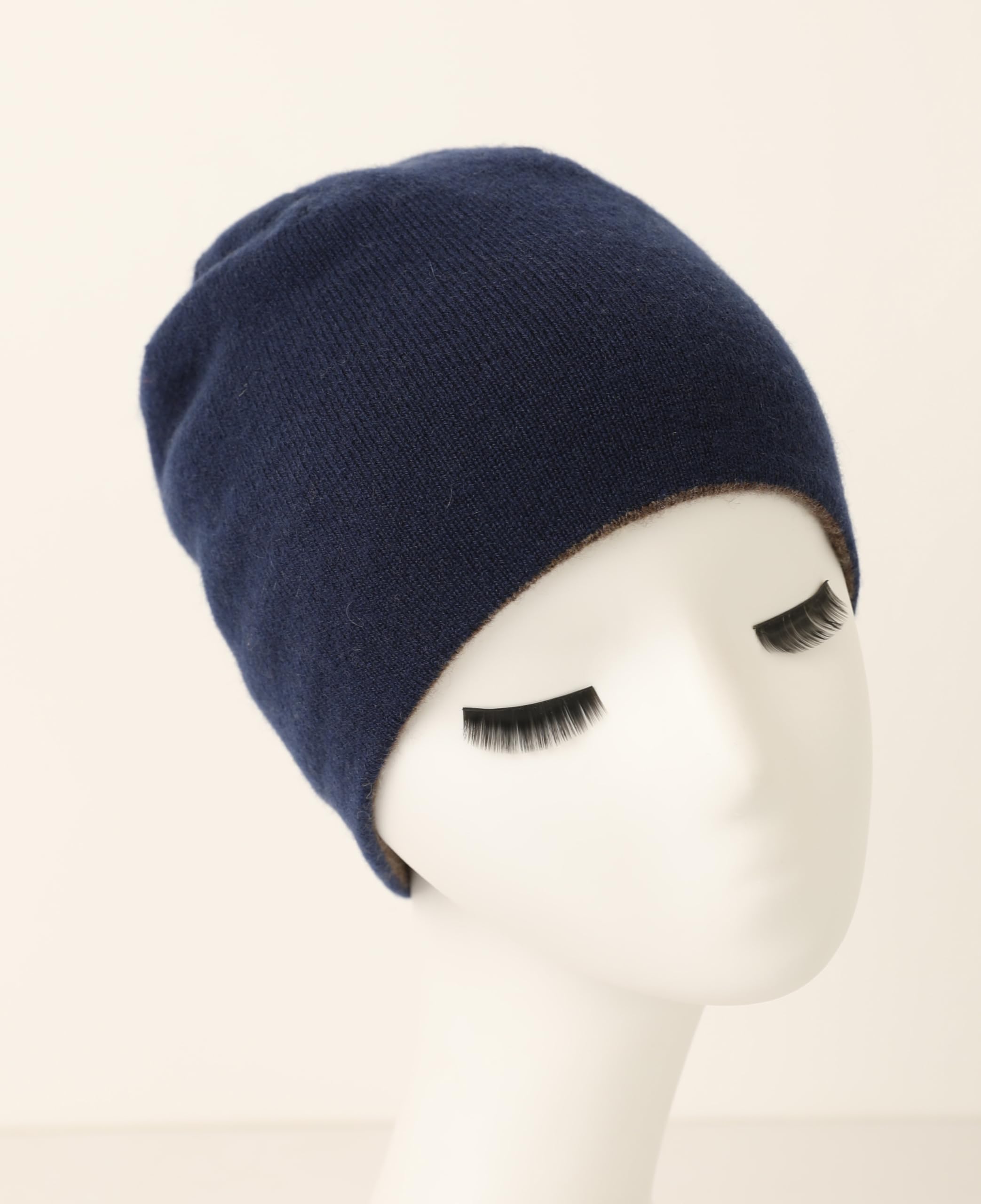 Berretto Invernale Reversibile a 2 Strati 100% Cashmere Berretto a 2 Colori da Donna