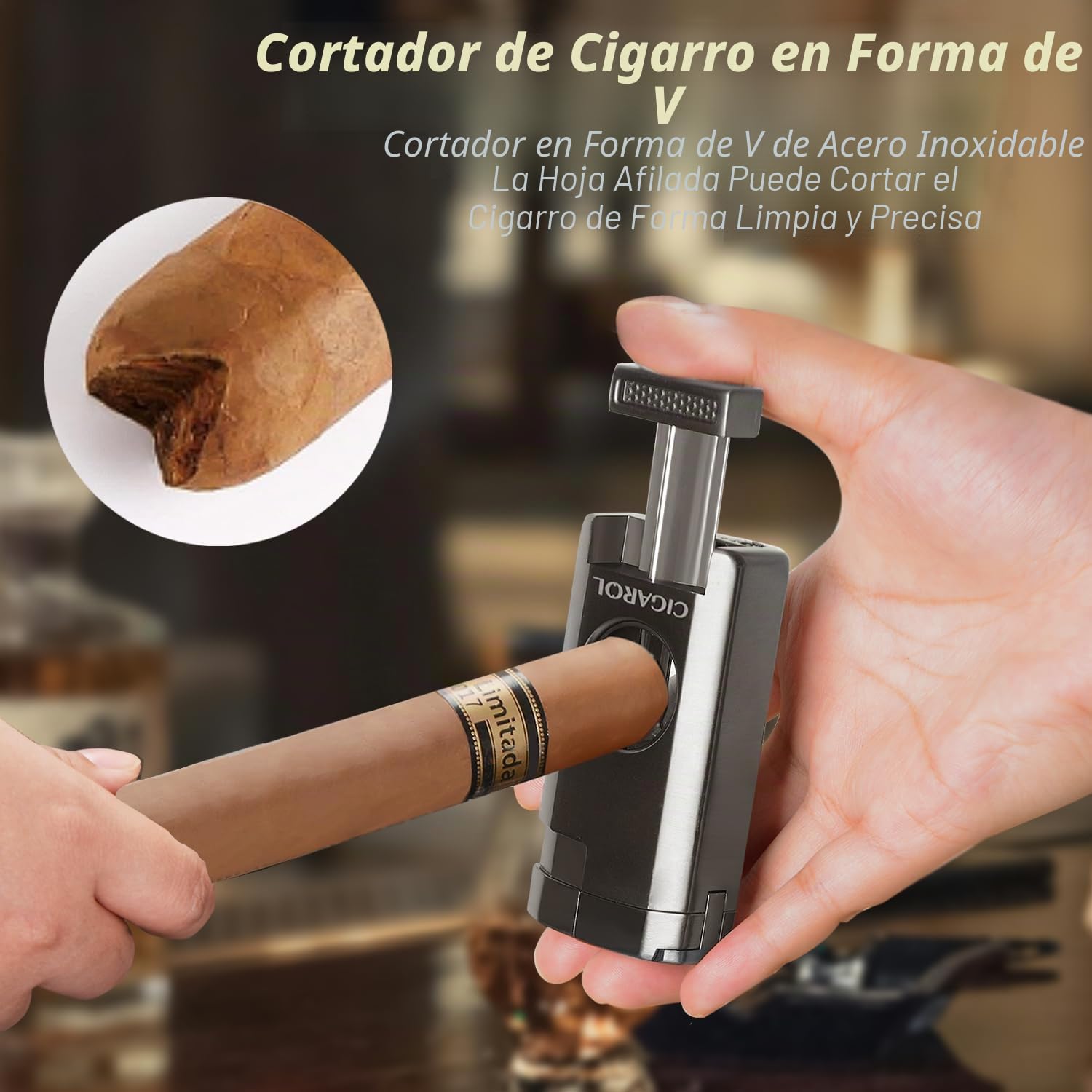 Humidor Puros, Caja Puros de Cuero con Mechero, Humidor Portátil de Viaje con Humidificador para Unos 10 Puros, Mejores Regalos para Hombres (Puros no Incluidos)