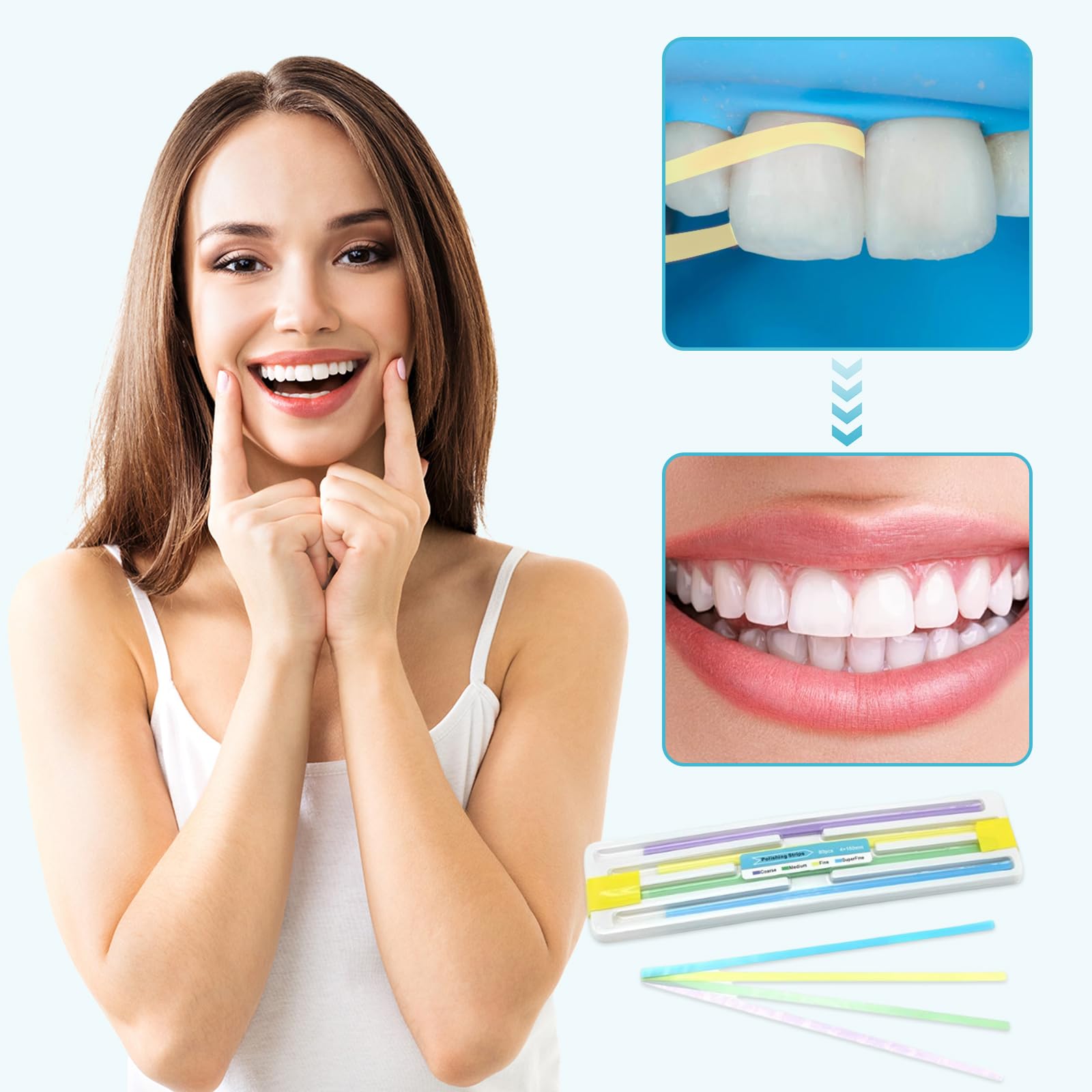 GUTERTOP 60 pezzi carta vetrata dentata per spazi intermedi, strisce abrasive dentali, kit pulizia profonda igiene orale