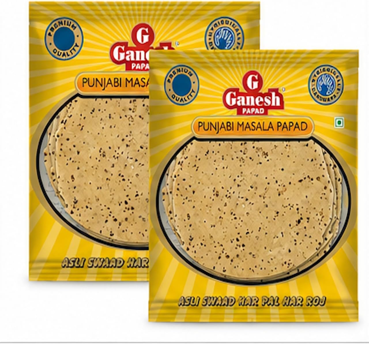Punjabi Masala Papad 400g | Double Spicy Urad Dal Pappad | Extra Black Pepper, No Artificial Colour, Handmade, Vegetarian Pack of 2