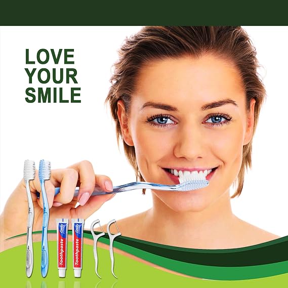 200 pcs Disposable Toothbrushes with Toothpaste Floss Individually Wrapped