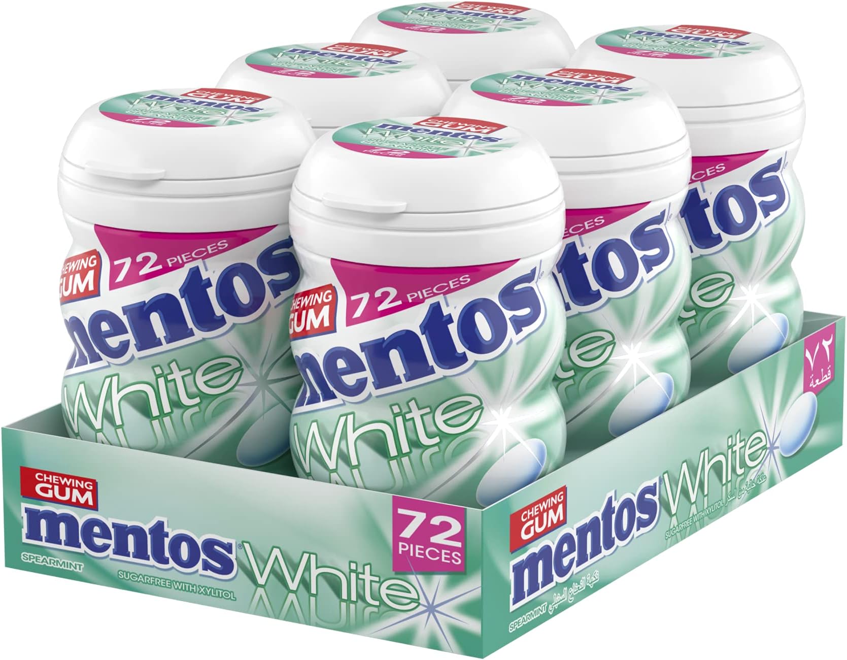 gum sugar free white spearmint - pack of 6 (72 pieces)