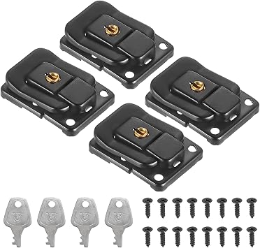 PATIKIL Suitcase Lock Hasp 1.6" x 1.10",4Pcs Iron Toggle Catch Lock with Keys/Screws Latch Clasp for Jewelry Box Wooden Case Toolbox, Black