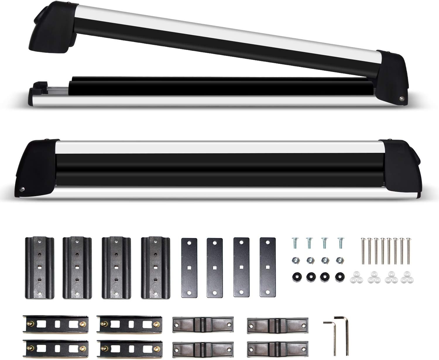 FIVKLEMNZ 31" Aluminum Universal Ski & Snowboard Roof Rack, Ski Board Roof Carrier, Fits for Most Vehicles Equipped Crossbars, Fits Up to 6 Pairs Skis or 4 Snowboards : Sports & Outdoors