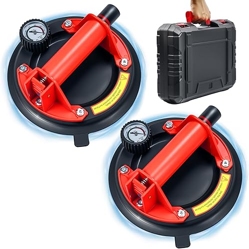 Miniatura 8 de 2 paquetes de ventosas de vidrio de 8" para levantar vidrio grande, máxima carga 960lbs, ventosas de succión para ventanas resistentes, ventosas