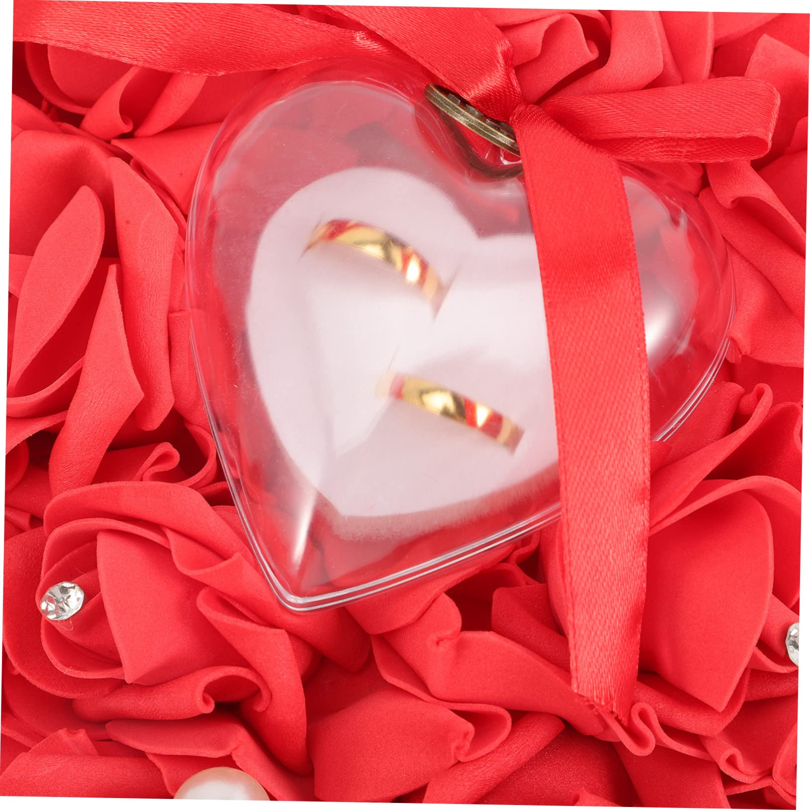 SOIMISS 4pièces Coussin Forme De Cœur Pour Anneaux De Mariage Avec Décorations Boîte à Bijoux Élégante Pour Mariages Fiançailles Et Célébrations Spéciales