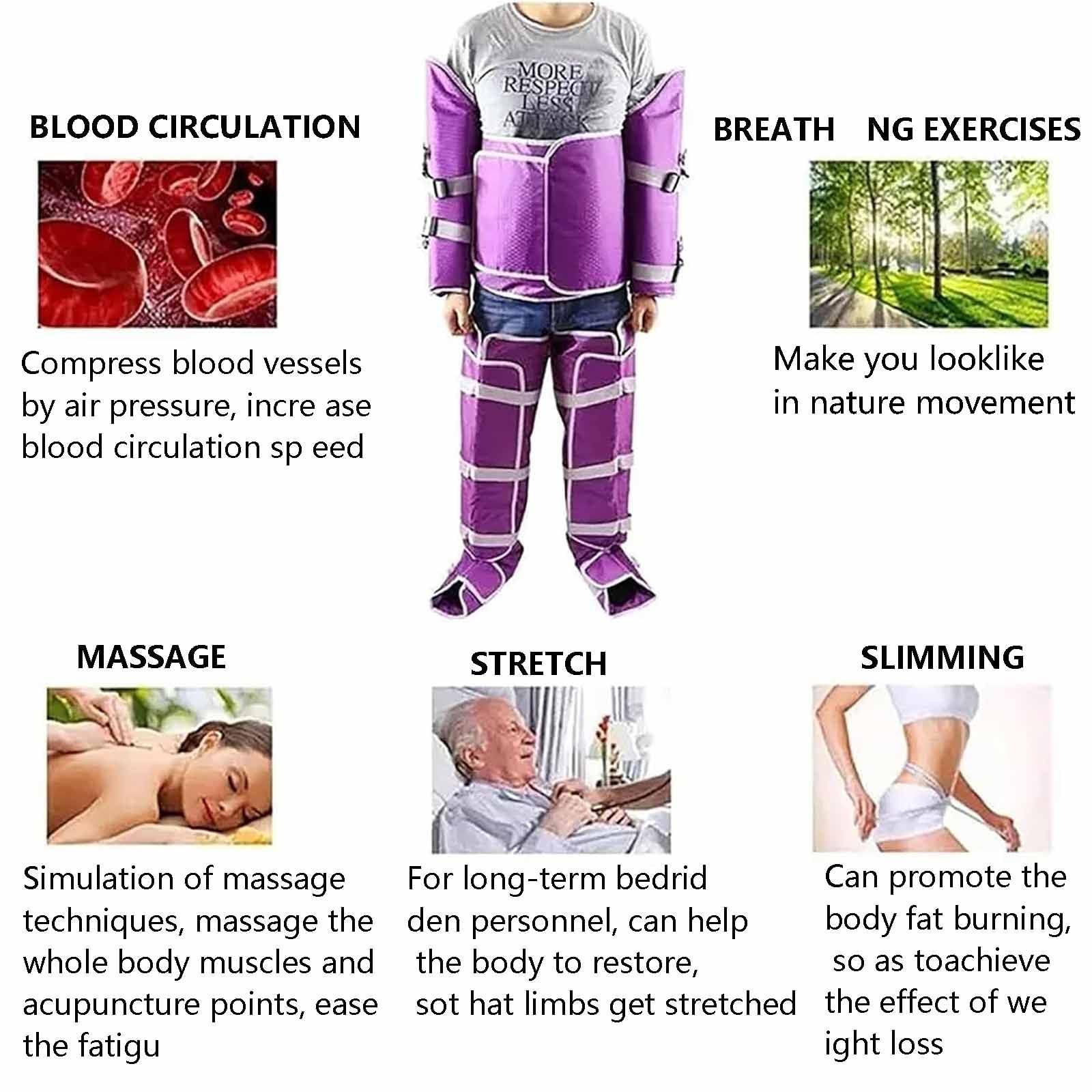 Presoterapia para Casa,para Piernas Y Pies Cansados,Favorece Una Mejor Circulación,Drenaje Linfático,Fácil Uso,Eficacia Profesional, Familiares Y Amigos,Purple