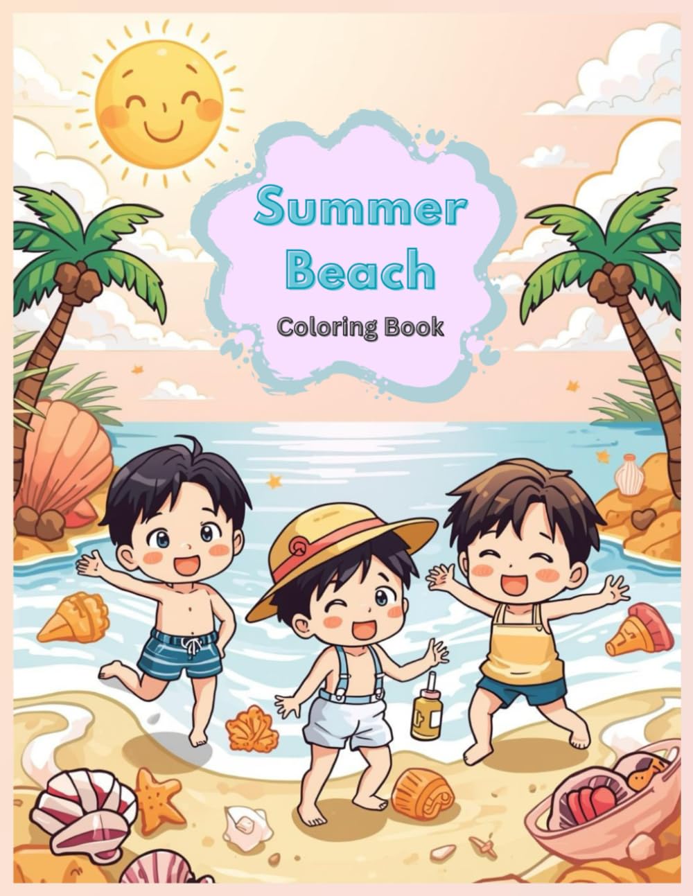 Summer Beach: Fun and Relaxing Summer Beach Scenes to Colir for Kids and Adults
