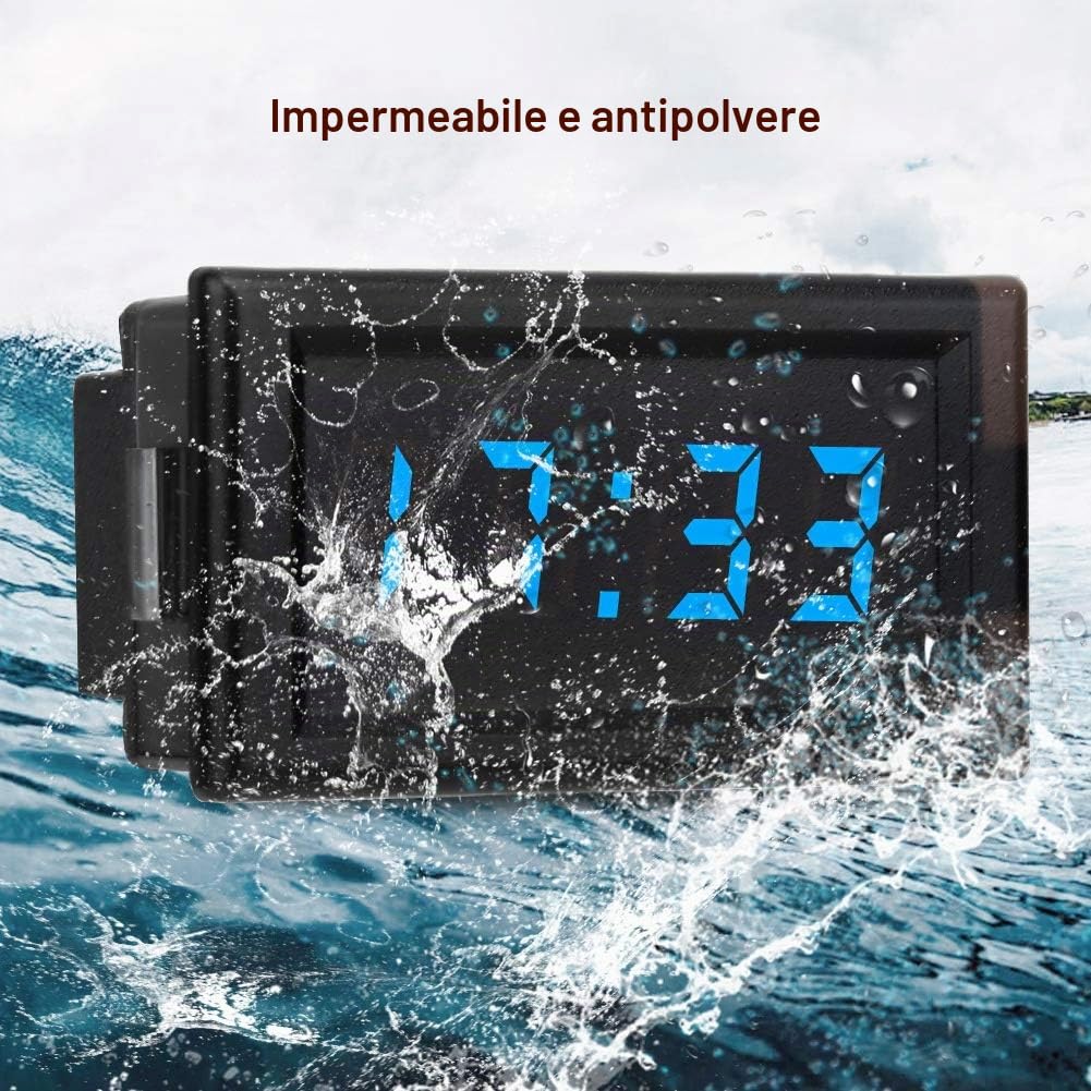 Display Orologio Digitale 12V - DC 4.5-30V ABS Impermeabile Antipolvere LED per Auto e Camion (BLU) - Adatto per 12 Volt