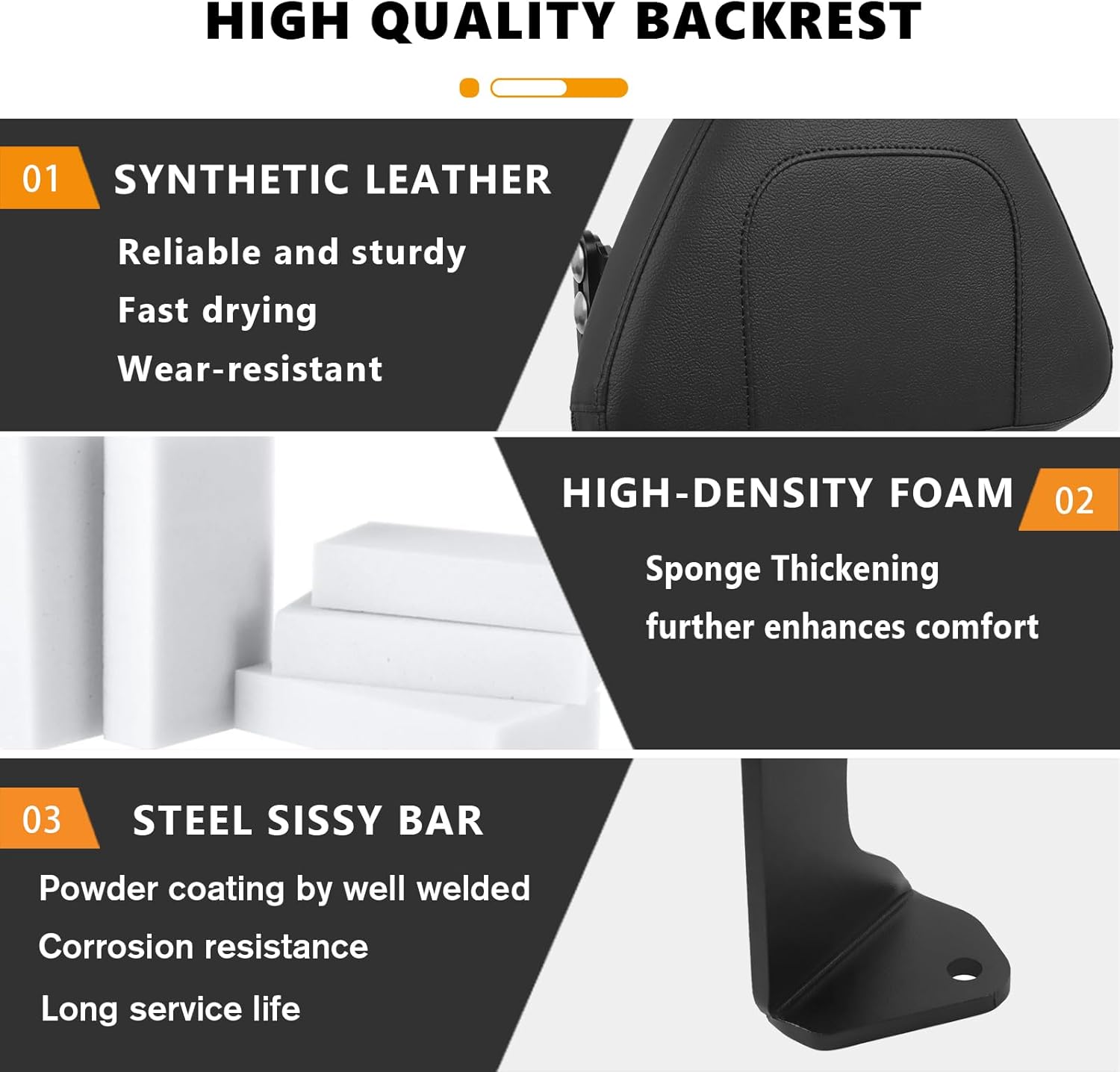 CHIFUN Detachable Rear Passenger Sissy Bar Compatible with Harley Pan America 1250 S 2021-2025, Motorcycle Backrest with Height Adjustable Cushion Pad (A)