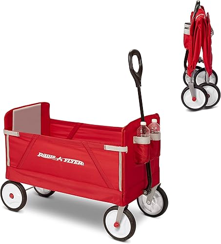 Miniatura 2 de Radio Flyer Carro plegable EZ 3 en 1 para niños, jardín y carga, vagón plegable rojo  Sport-Brella Versa-Brella Sombrilla giratoria de 4 vías