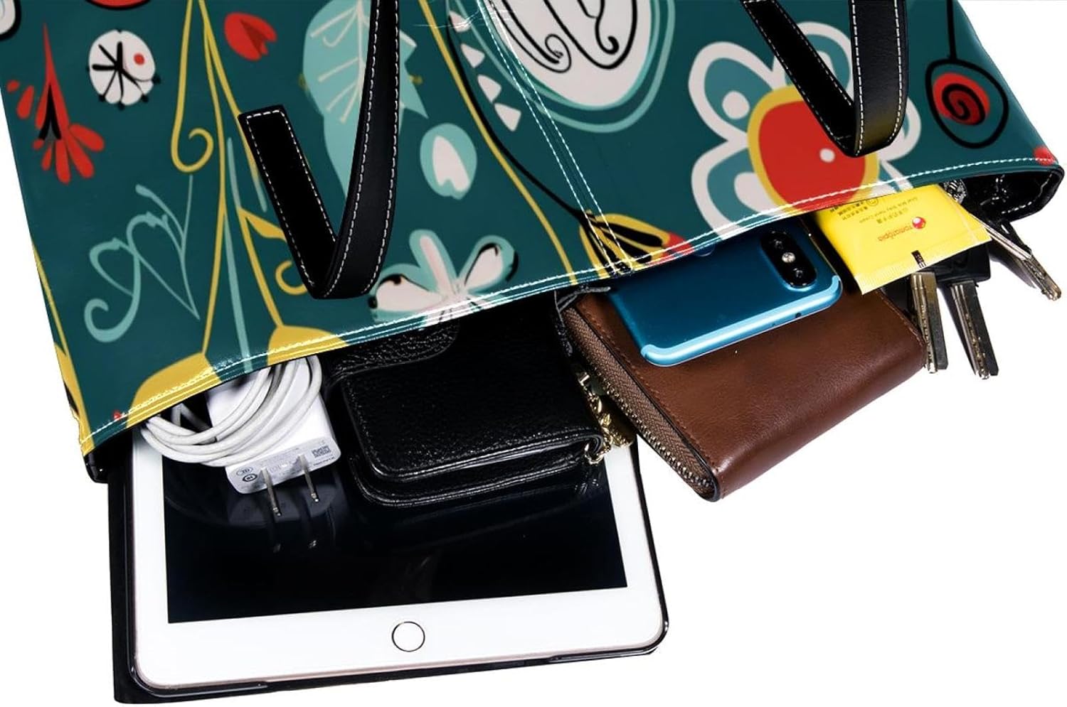 [YTYVAGT] 女性用財布、トートバッグ美学、レディーストートハンドバッグ,花の芸術のエスニック スタイル