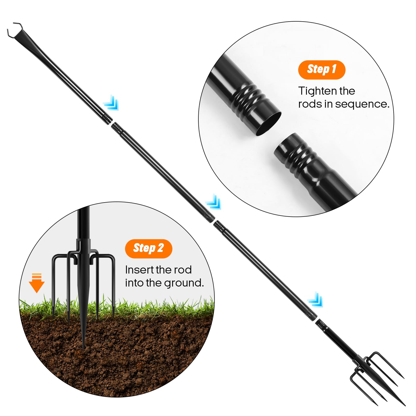 Paquete de 4 postes de luz de cadena de 9.8 pies, postes de metal resistentes con tenedor, resistentes a la intemperie, para exteriores, patio, jardín, terraza, patio, boda, fiesta, decoración