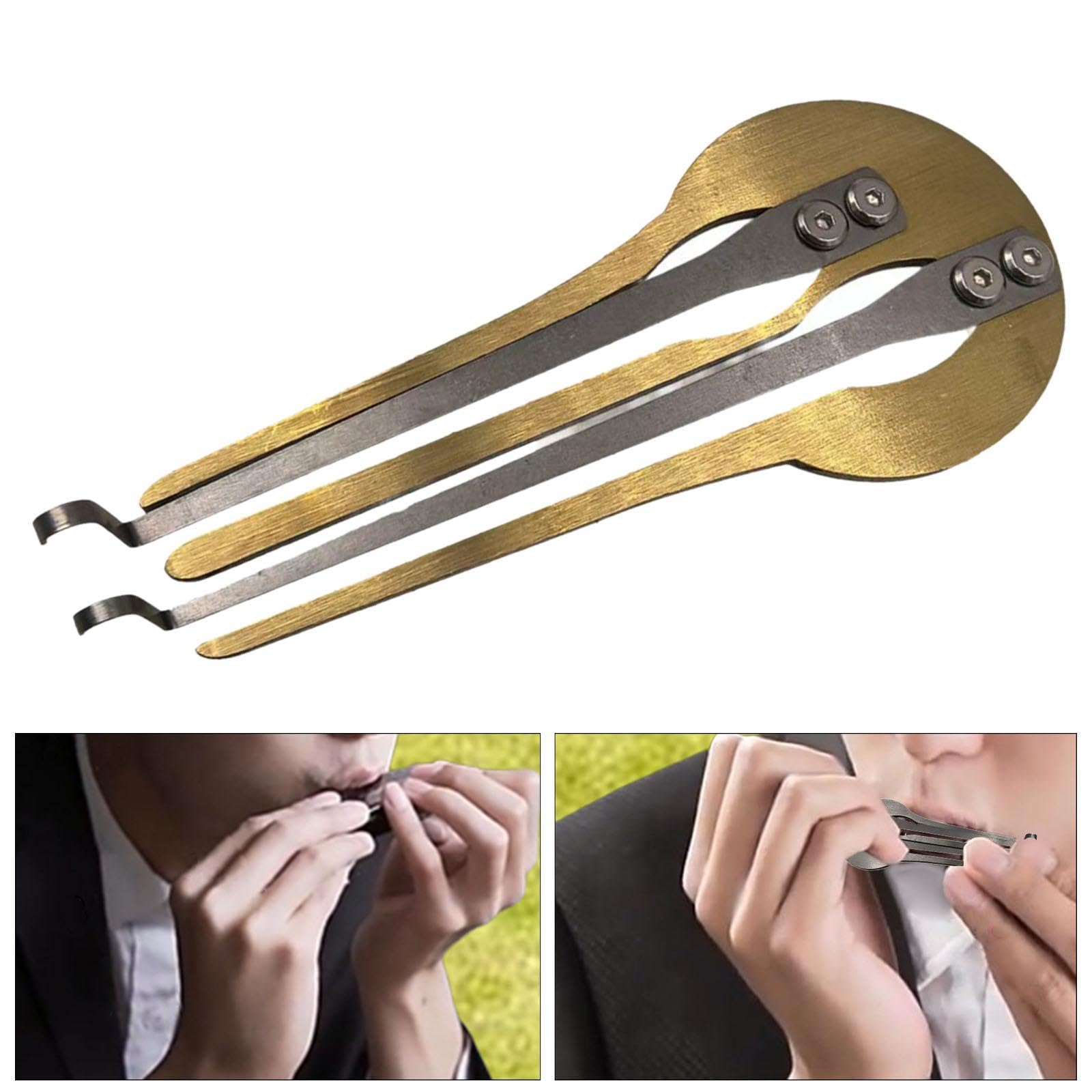 MagiDeal Guimbarde Russe, Guimbarde à Mâchoires, Instrument de Musique Vibrant en Métal, Son Magnifique, Instrument de Musique à Bouche Professionnel et Facile à Jouer, Musique Folklorique, or