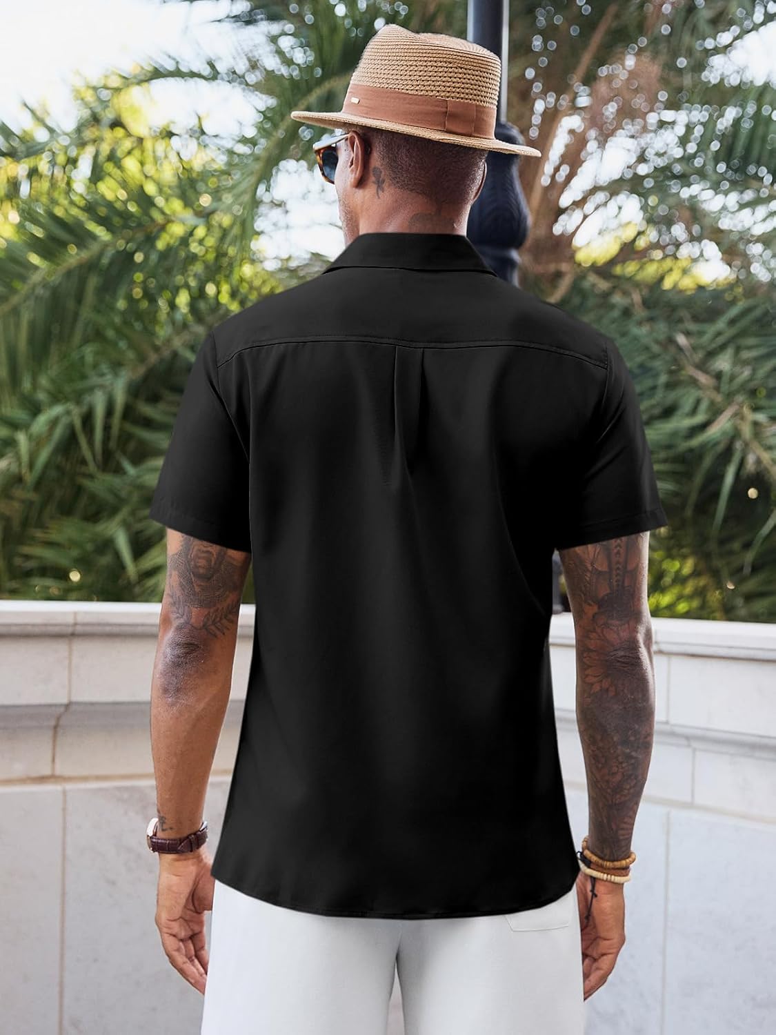 Runcati Mens Vintage Bowling Shirt Short Sleeve Button Down Shirts Casual Summer Beach Tops - Image 3