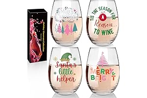 CNVOILA Christmas Stemless Wine Glasses: Timeless Holiday Cheer