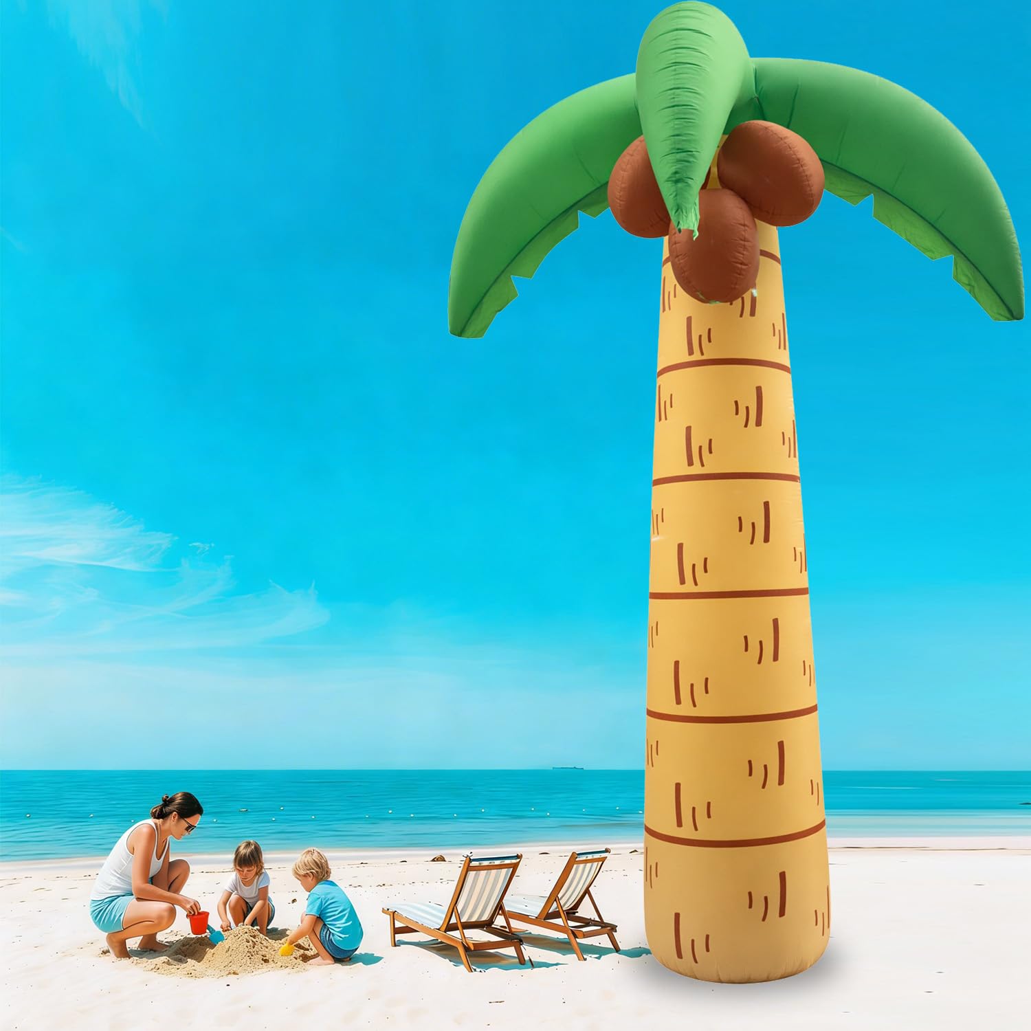 Photo 1 of 12FT Giant Summer Palm Tree Inflatable Outdoor Decoration, Blow up Palm Tree with LED Lights, Holiday Yard Decorations for Outdoor, Garden, Porch Lawn Decor