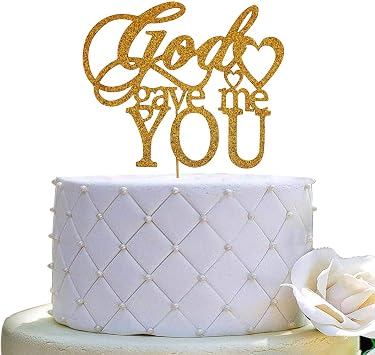 God Gave Me You Cake Topper for Wedding/Engagement/Marriage Party Decorations,Double Sided Gold Glitter