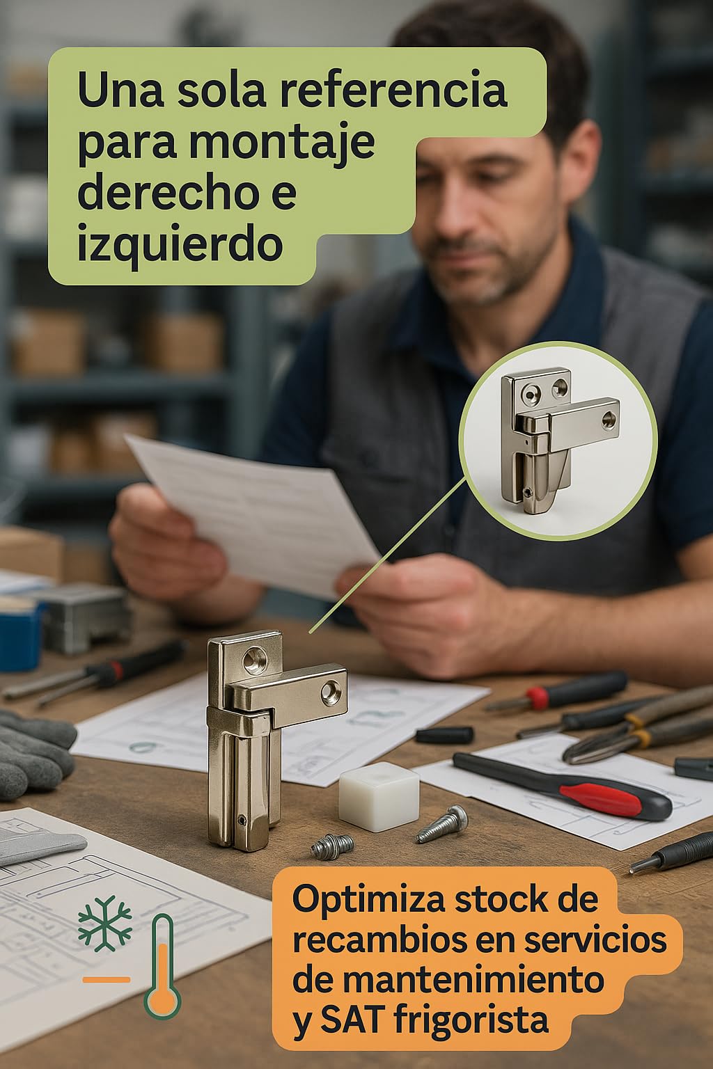 Bisagra Pivot Zamak Con Muelle Estrella 95FI68341 Para Puerta Camara Frigorifica Derecha Izquierda Resorte Torsion Nevera Industrial Profesional Bisagra Refrigerador Hosteleria