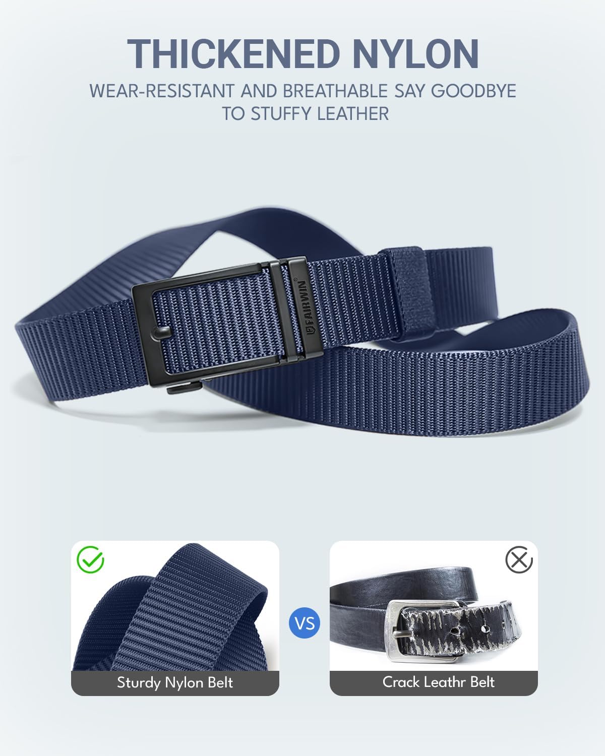 FAIRWIN Men's Ratchet Belt - Nylon Web Work Belt with Automatic Buckle, Adjustable for Jeans, Pants, Golf, and Everyday Use - Image 3