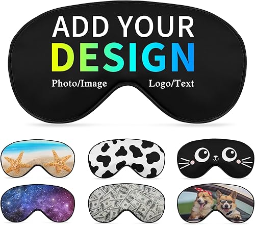 Máscara de ojos personalizada para dormir, máscara de sueño suave personalizada con logotipo de texto fotográfico, cubierta personalizada con los