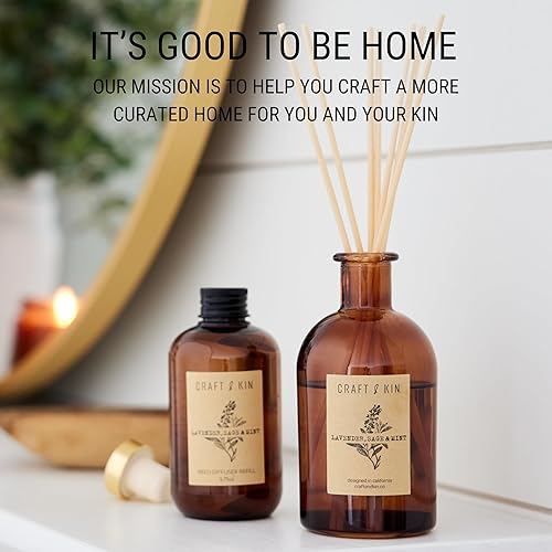 Miniatura 4 de Repuesto de aceite difusor de varillas de lavanda, salvia y menta Recambio de difusor de varillas para difusores Craft & Kin Fragancia casera de