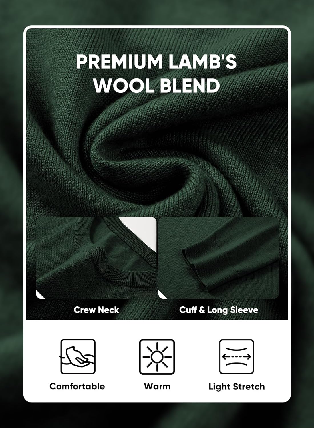 JMIERR Men's Wool Blend Sweaters Classic Crew Neck Casual Old Money Fall Sweaters - Image 9