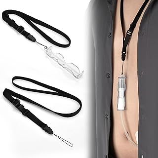 1 PCS PD Catheter Holder with 2 PCS Adjustable Necklace Lanyards, Peritoneal Dialysis Accessories Transfer Set Holder for Baxter, PD Dialysis Catheter Showering Support for Men, Women(Clear)
