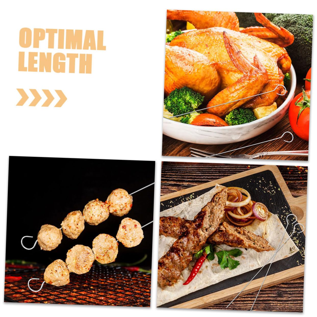 SHINEOFI 25pezzi Spiedini per Barbecue in Acciaio Inox Riutilizzabili per Grigliare Pollo Gamberetti Verdure Lunghe per Sicurezza Facili da Pulire per Campeggio e Feste