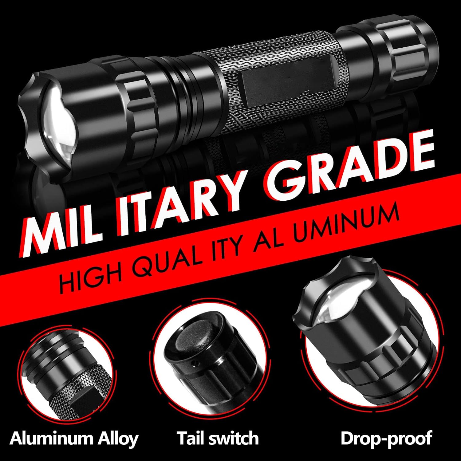 WINDFIRE Tactical Flashlight 2200 Lumens LED Weapon Light Matte Black Rifle Lights with Quick Release Picatinny Rails Offset Mount, Remote Pressure Switch
