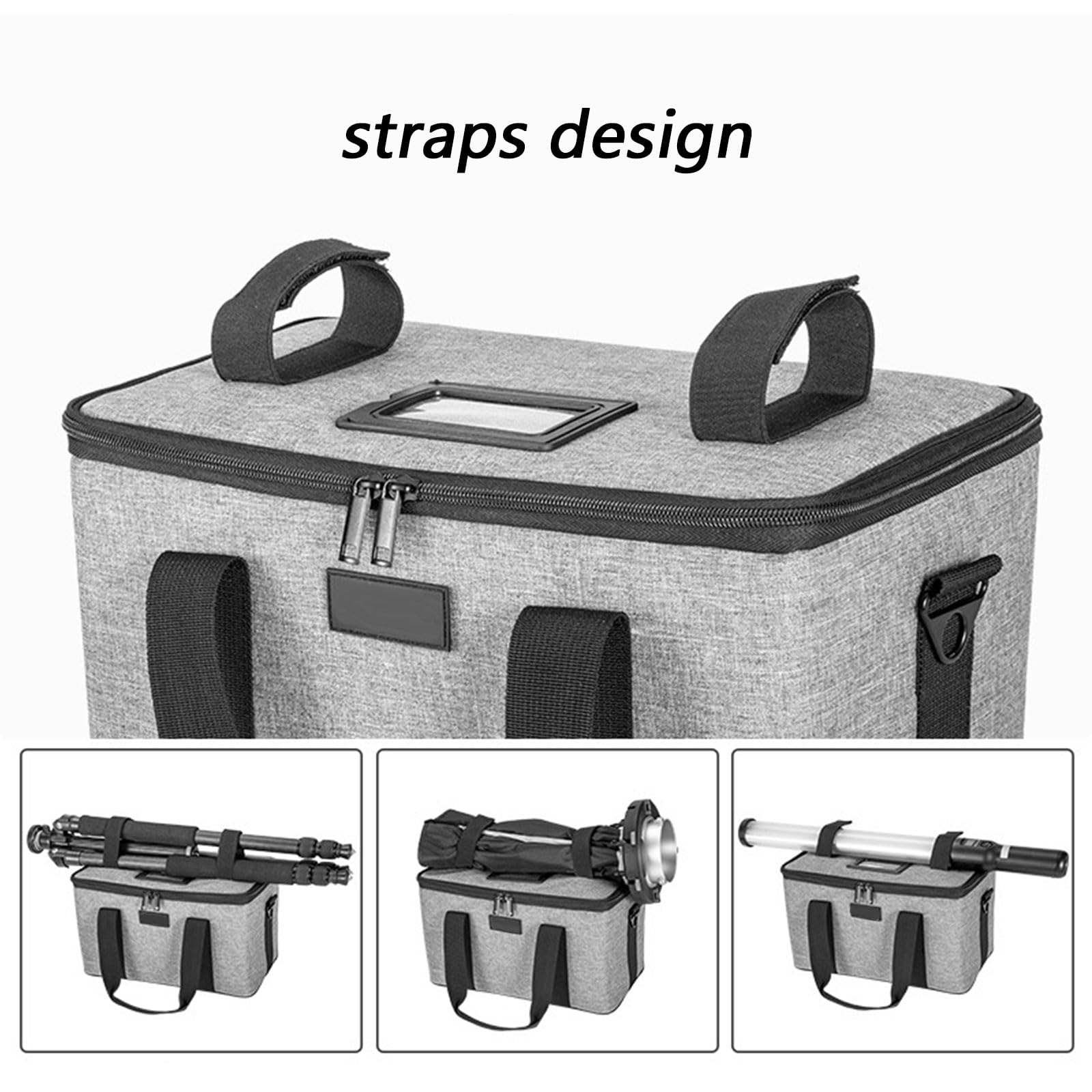Bolsa protectora de almacenamiento de luz para fotografía hecha de lona con separadores acolchados para guardar luces de cámara y accesorios, bolsa de equipo de fotos