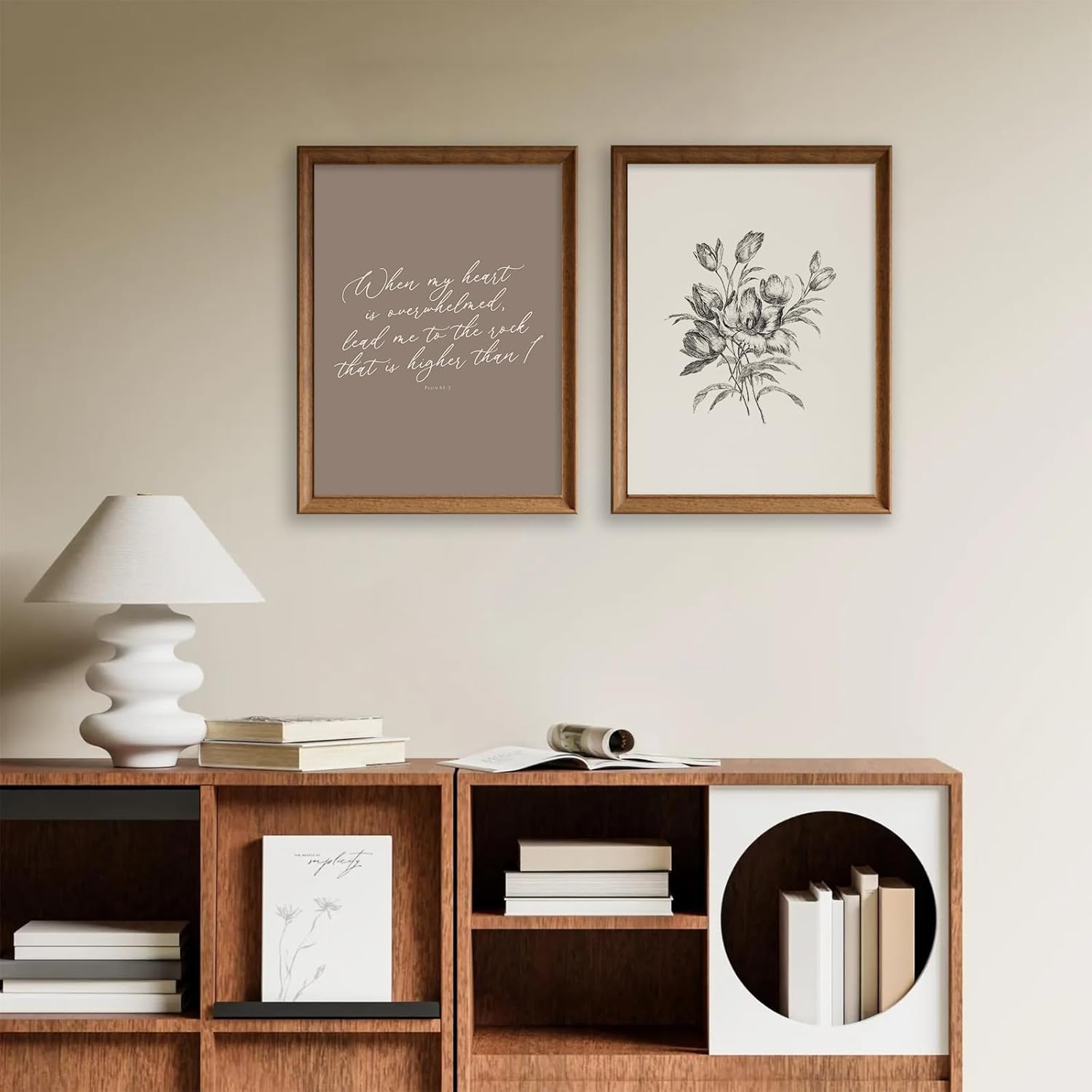 Vintage Christian Wall Art Bible Verse Canvas Sketch Floral Wall Decor Scripture Psalm 61:2 Poster Modern Minimalist Religious Quotes Prints Artwork for Living Room Bedroom 16x24x2 In Unframed