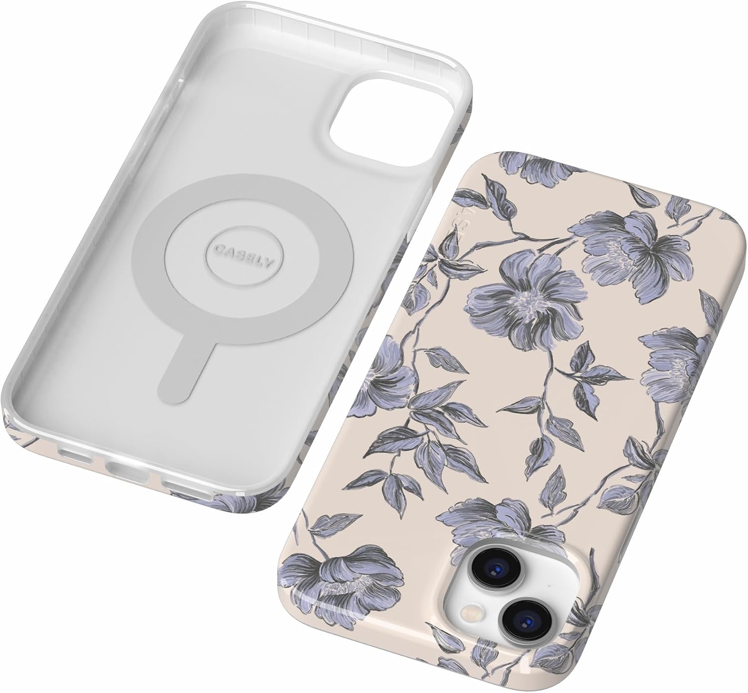 Casely iPhone 14 Plus Case | Ink & Iris | Vintage Floral | Compatible with MagSafe | Classic Ultra Slim Design