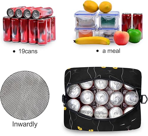 Miniatura 4 de Sinestour Lonchera térmica reutilizable  Linda lonchera de gatos negros con correa ajustable para el hombro para la escuela, oficina, picnic,