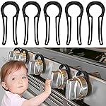Gas Stove Knob Locks Protecting Kids and Pets; Oven Knob Covers for Child Safety (5 Pack,Black)