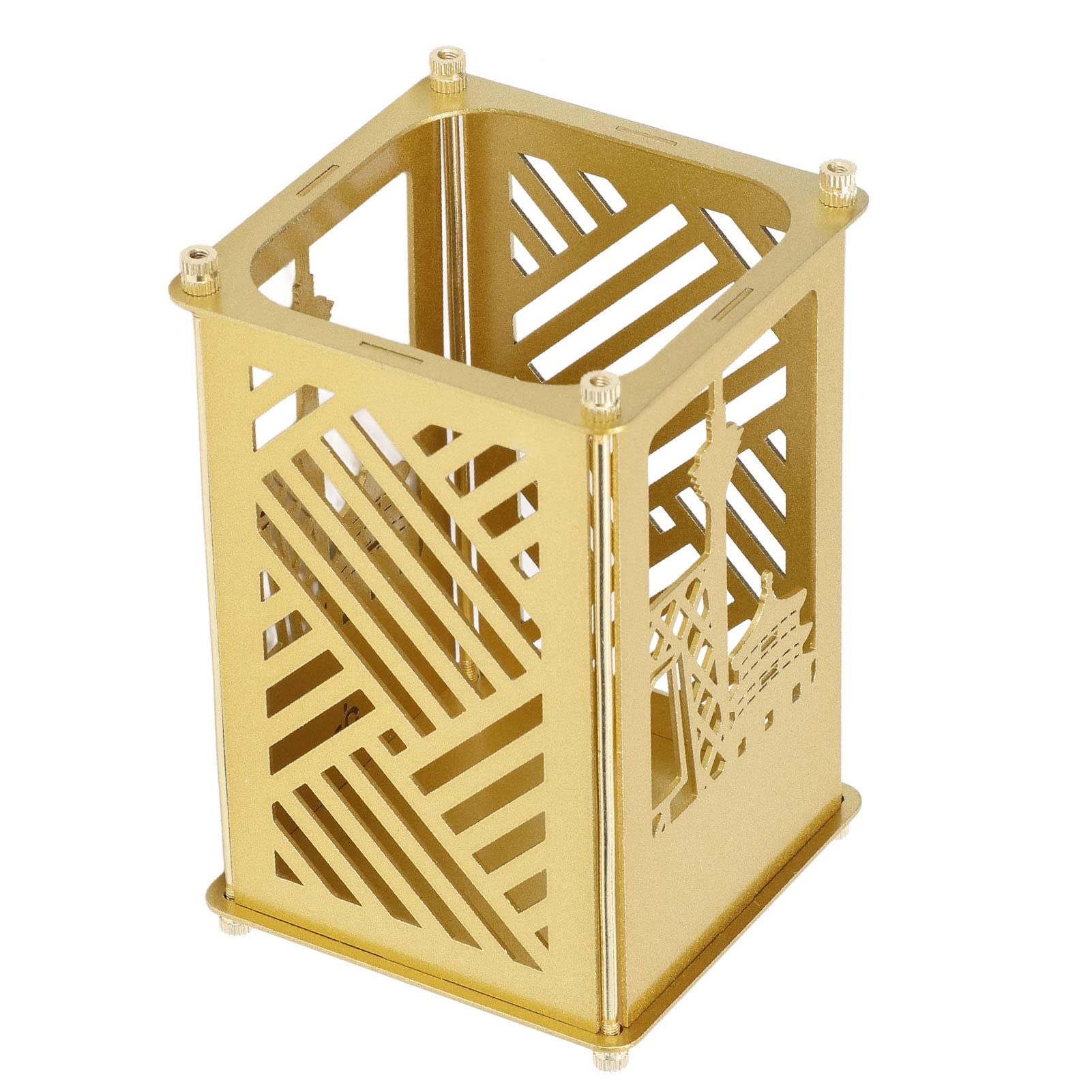 Porta della penna in metallo Gold Vomeko, porta della penna assemblato, porta della penna innovativo, porta a penna fai -da -te per il desktop della scuola per ufficio a casa