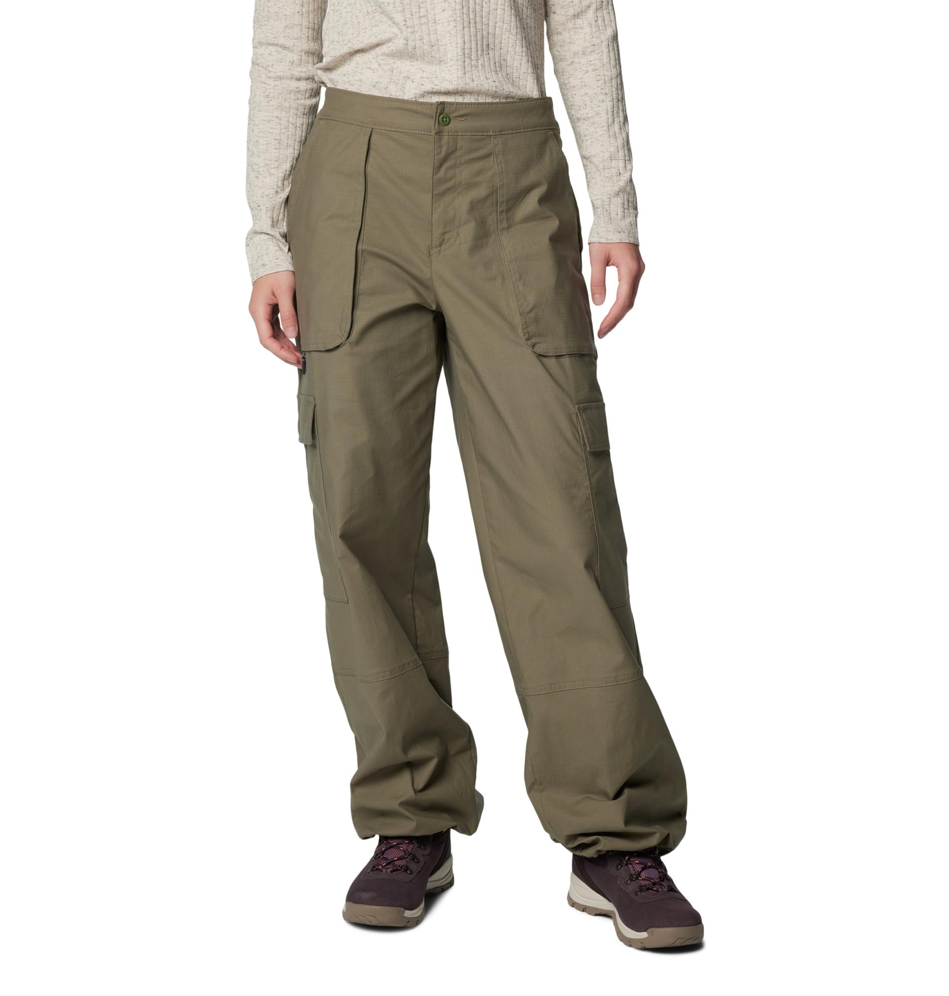 Columbia Womens Brea Falls Cotton Ripstop Pant, Stone Green, Large