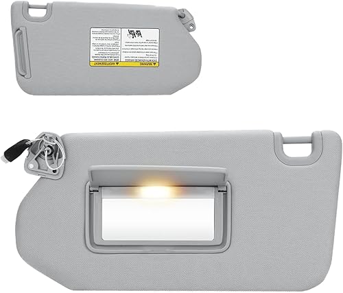 Visera solar del lado izquierdo del conductor con luz para Nissan Pathfinder 2013-2018 2014-2017 Infiniti QX60 JX35 Gris Reemplazo de visera solar