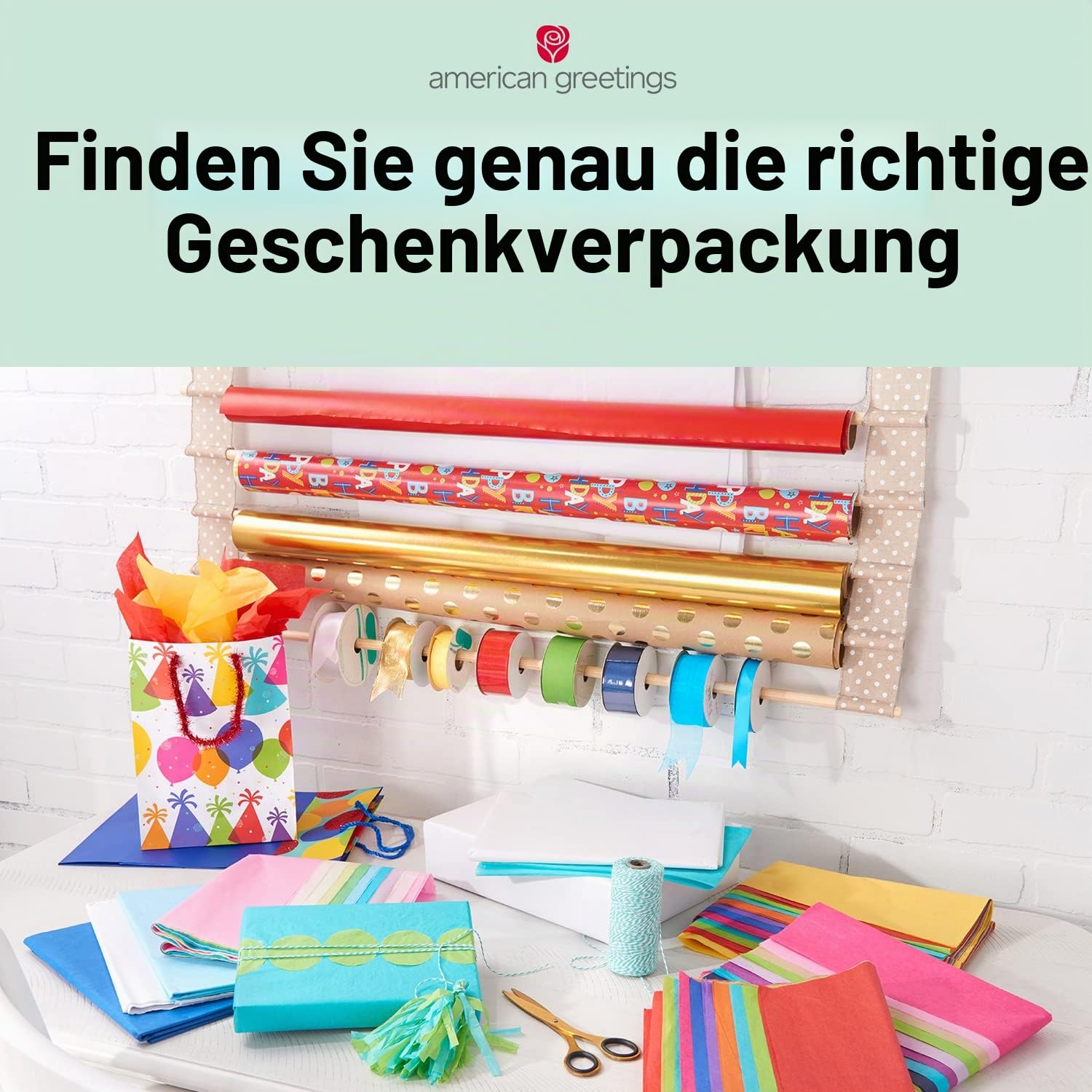 American Greetings Wendbares Geschenkpapier Jumbo-Rolle für Geburtstage, Muttertag, Vatertag, Abschluss und alle Anlässe, Leopard und Gold (1 Rolle, 175 m²)