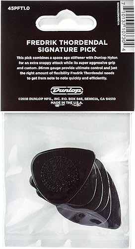 Miniatura 5 de Jim Dunlop 45pft10Fredrik thordendal Signature 10mm nailon púa de guitarrapaquete de 6 color negro