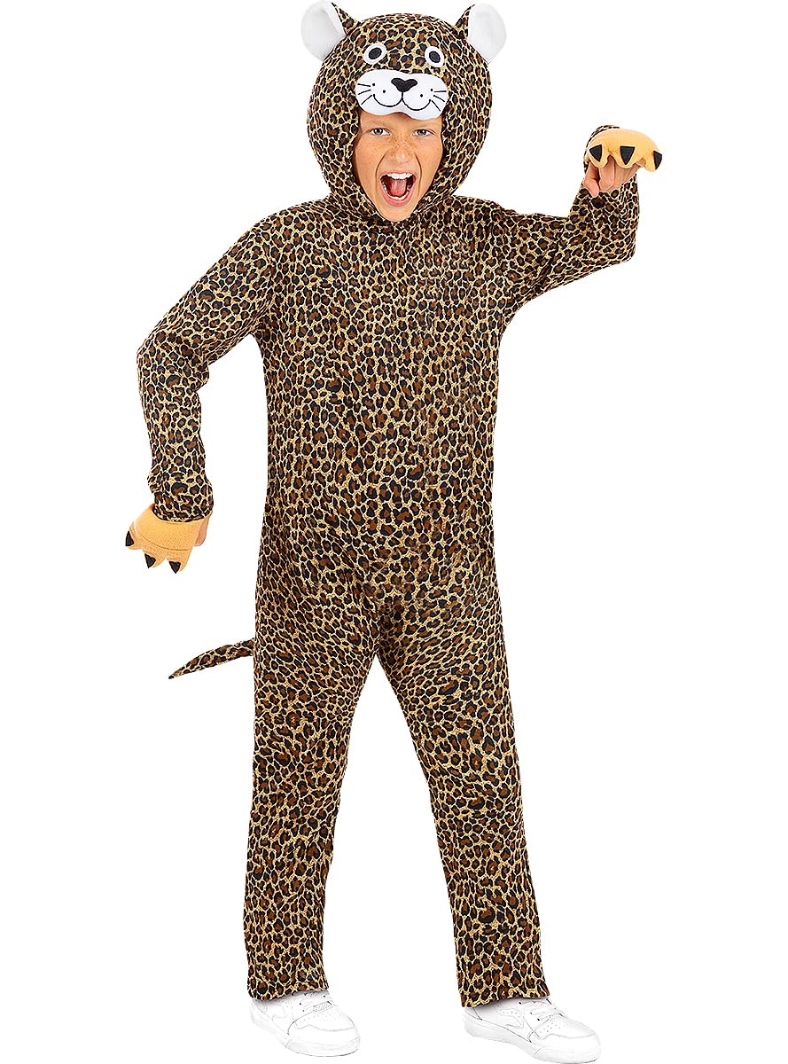 Funidelia | Disfraz de leopardo para niño y niña Animales, Desierto, Selva - Disfraz para niños y divertidos accesorios para Fiestas, Carnaval y Halloween - Marrón
