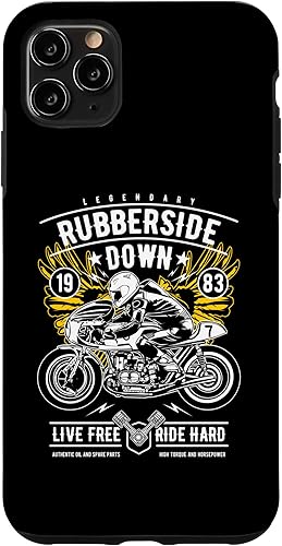 Vista 4 de iPhone 11 Retro Cafe Racer Rubberside Down Motorcycle Race Design Case