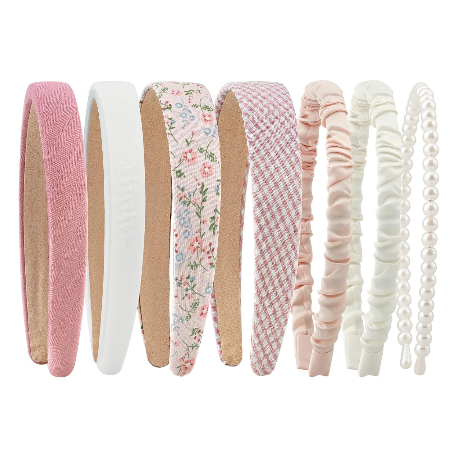 7pcs Headbands for Women with Different Designs Non Slip Flower Headband Set Cute Pearl Headbands for Girls Hair