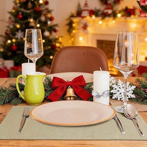 Miniatura 2 de MANSPHIL Juego de 4 manteles individuales lavables de algodón grueso, de lino sintético, resistentes al calor, de doble capa, para comedor, cocina,