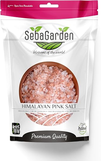 Seba Garden 100% Pure Himalayan Pink Salt   Coarse, 1kg Resealable Doypack | Natural & Unrefined, Rich in Minerals | Perfect for Cooking, Grinders & Bath Soaks