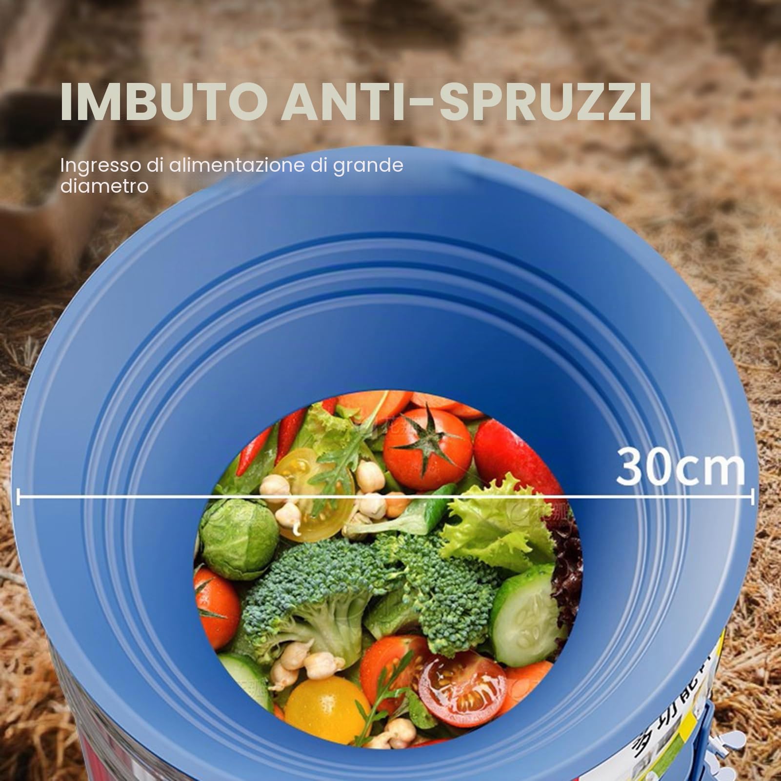 Macinatore Per Mangimi Animali, Mulino Elettrico Commerciale Per Cereali Con Secchio In Acciaio Inox Da 25L, Macinazione Ad Alta Efficienza, Per Triturare Erba Paglia Patate Verdure Frutta(2200W)