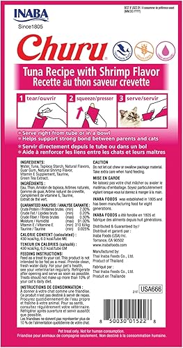 Vista 103 de INABA Churu - Bocadillo para gato, puré cremoso para gatos, sin cereales, que se puede lamer y exprimir, con vitamina E y taurina, 24 tubos de 0.5