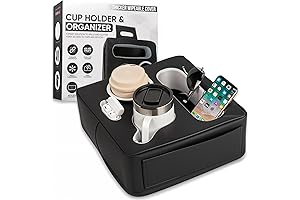 Premium Handmade Cup Holder Caddy for Couch, Bed and Car with 5-In-1 Design